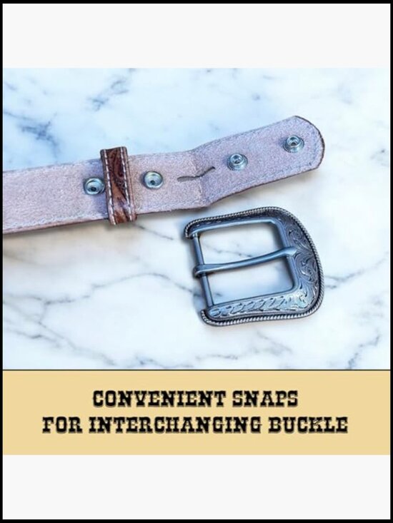 Full Grain Leather Western Belt with Interchangeable Buckle